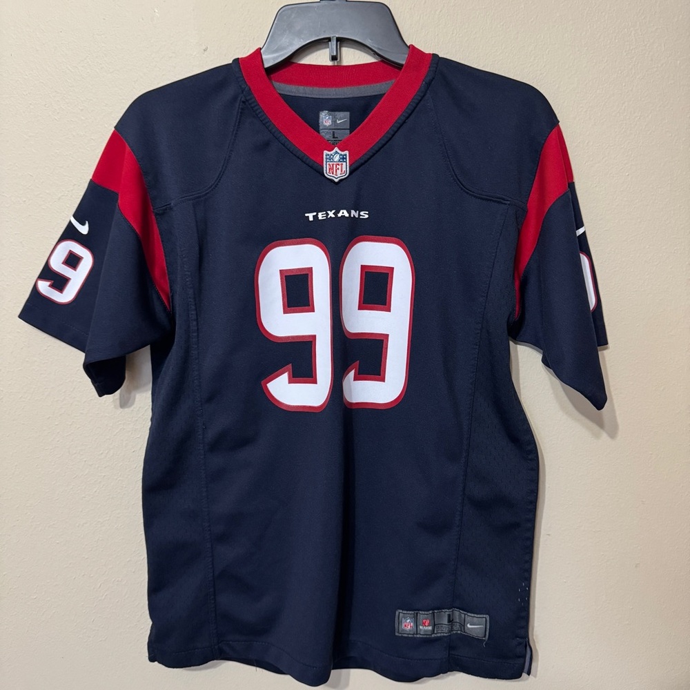 Nike On Field Houston Texans J.J Watt #99 Youth Jersey Size Large (14/16) Blue